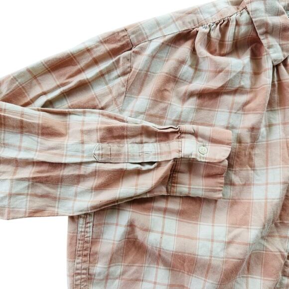 Madewell Pink Plaid Ladies Top Size XS  Button Up Long Sleeve Beach Boho - Picture 3 of 6